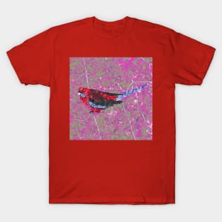 Marbled Bird Collage - Crimson Rosella #2 T-Shirt